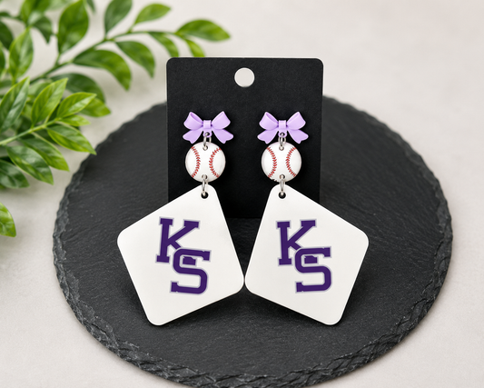 Kansas State University Baseball Earrings
